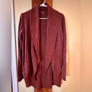 Barefoot Dreams cozy chic wine colored open cardigan with pockets size  XS